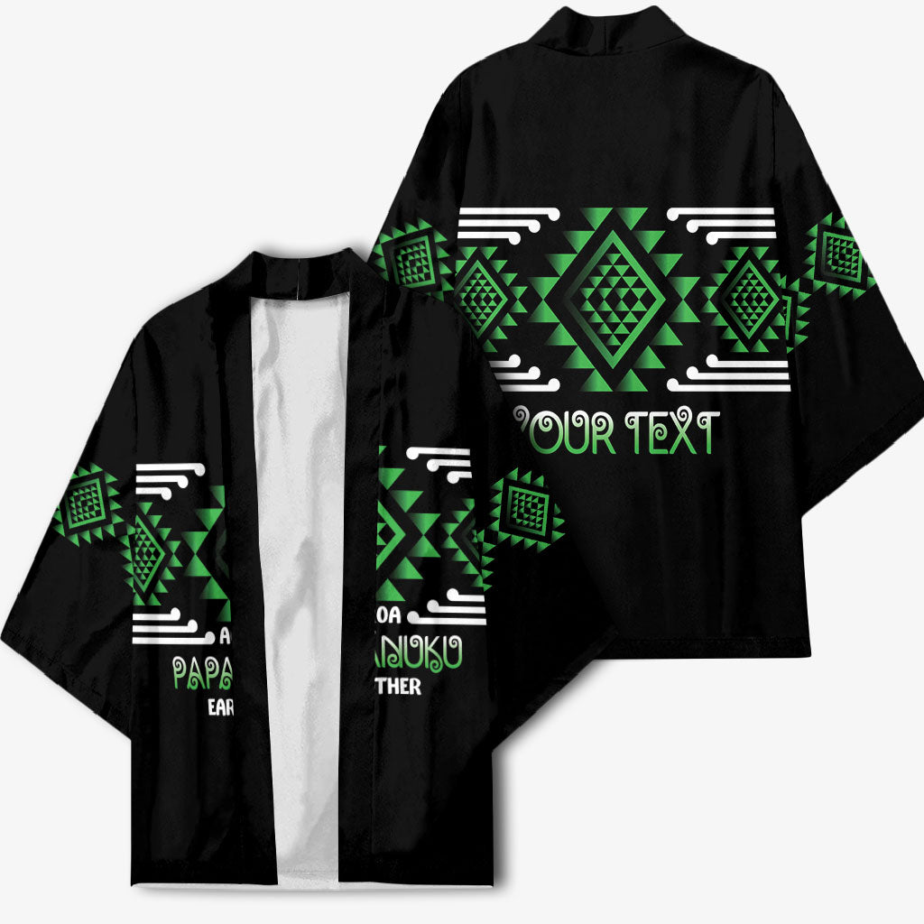 Aotearoa Atua Papatuanuku Personalised Kimono Maori Earth Mother Taniko Motifs