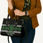 Aotearoa Atua Papatuanuku Leather Bag Maori Earth Mother Taniko Motifs