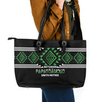 Aotearoa Atua Papatuanuku Leather Tote Bag Maori Earth Mother Taniko Motifs