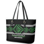 Aotearoa Atua Papatuanuku Leather Tote Bag Maori Earth Mother Taniko Motifs