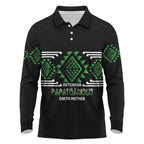 Aotearoa Atua Papatuanuku Personalised Long Sleeve Polo Shirt Maori Earth Mother Taniko Motifs