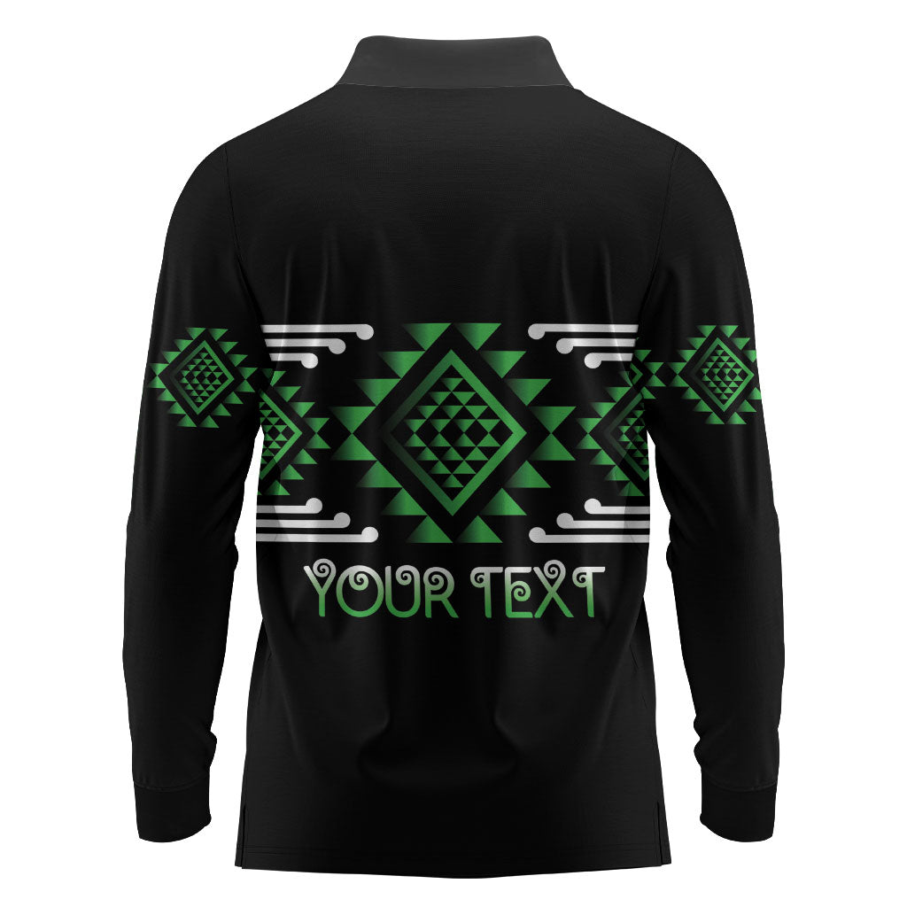 Aotearoa Atua Papatuanuku Personalised Long Sleeve Polo Shirt Maori Earth Mother Taniko Motifs