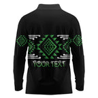 Aotearoa Atua Papatuanuku Personalised Long Sleeve Polo Shirt Maori Earth Mother Taniko Motifs