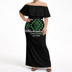 Aotearoa Atua Papatuanuku Personalised Off Shoulder Maxi Dress Maori Earth Mother Taniko Motifs