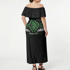 Aotearoa Atua Papatuanuku Personalised Off Shoulder Maxi Dress Maori Earth Mother Taniko Motifs