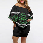 Aotearoa Atua Papatuanuku Personalised Off Shoulder Short Dress Maori Earth Mother Taniko Motifs
