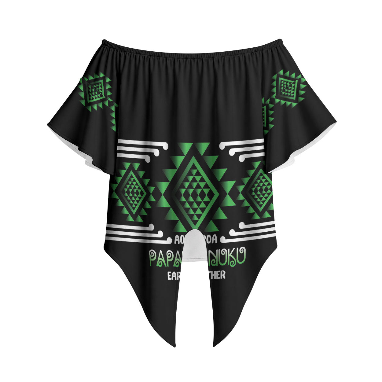 Aotearoa Atua Papatuanuku Personalised Off Shoulder Wrap Waist Top Maori Earth Mother Taniko Motifs