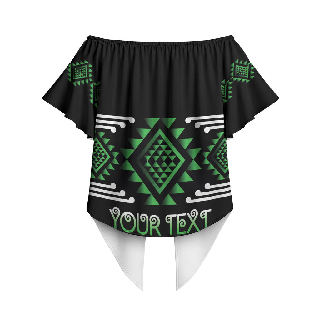 Aotearoa Atua Papatuanuku Personalised Off Shoulder Wrap Waist Top Maori Earth Mother Taniko Motifs