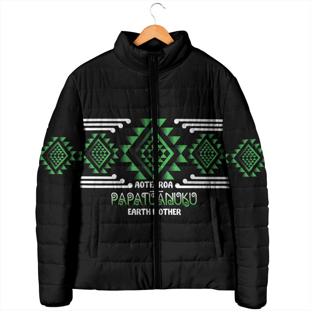 Aotearoa Atua Papatuanuku Personalised Padded Jacket Maori Earth Mother Taniko Motifs