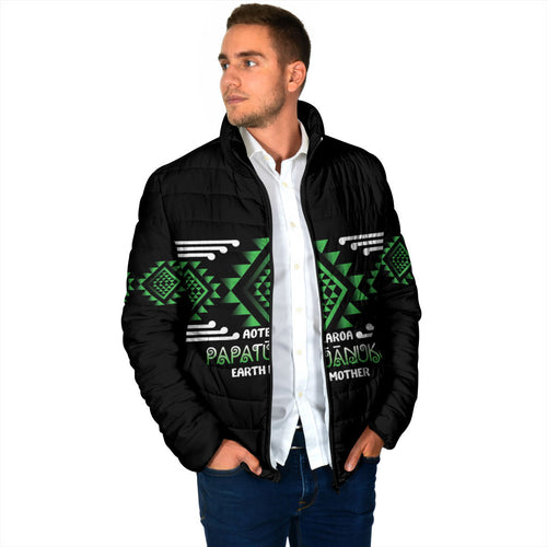 Aotearoa Atua Papatuanuku Personalised Padded Jacket Maori Earth Mother Taniko Motifs