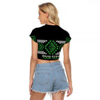 Aotearoa Atua Papatuanuku Personalised Raglan Cropped T Shirt Maori Earth Mother Taniko Motifs