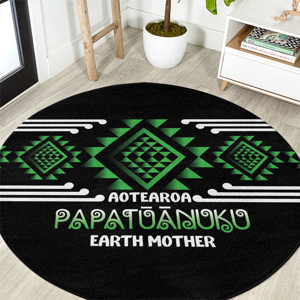 Aotearoa Atua Papatuanuku Round Carpet Maori Earth Mother Taniko Motifs