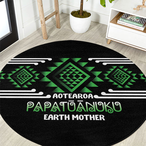 Aotearoa Atua Papatuanuku Round Carpet Maori Earth Mother Taniko Motifs