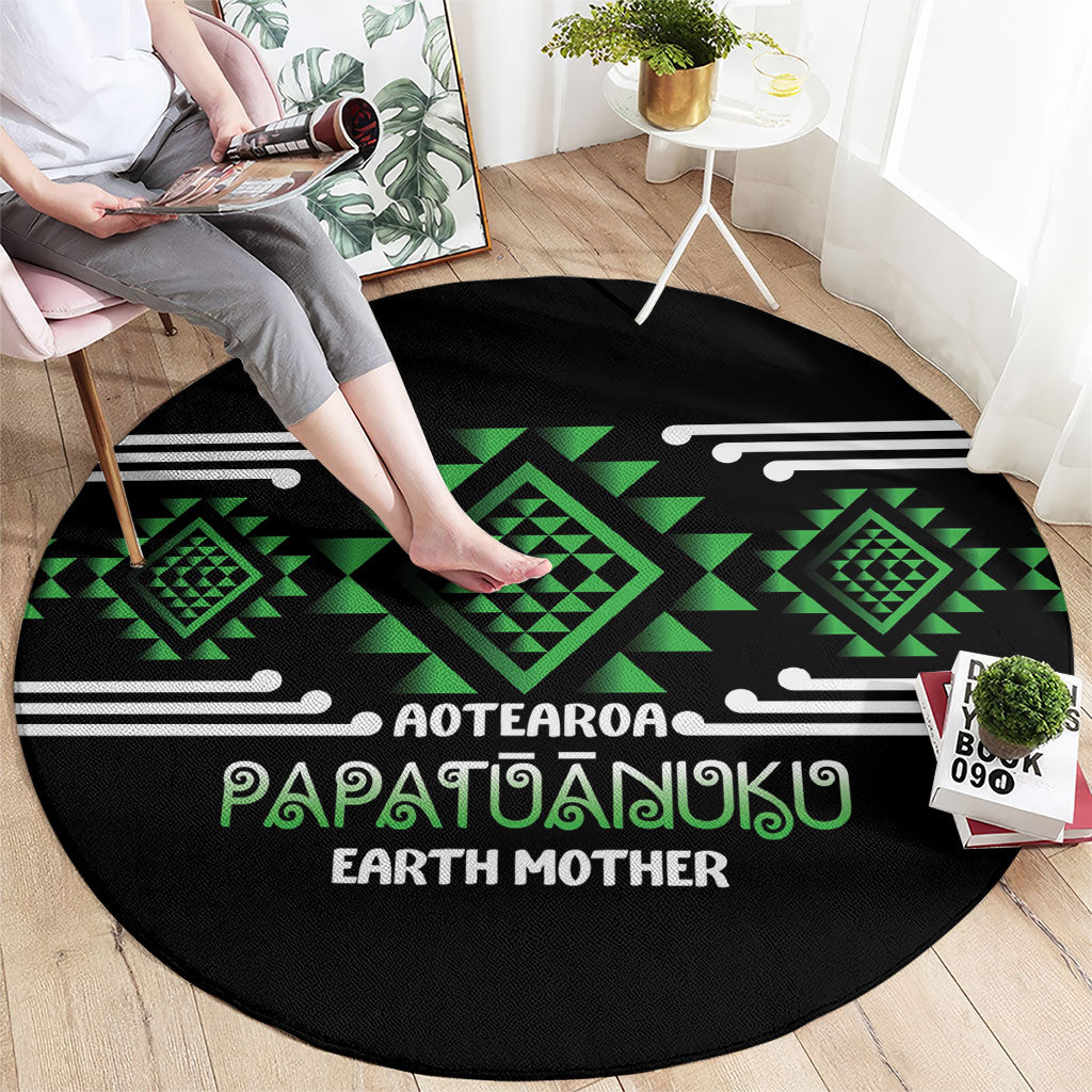 Aotearoa Atua Papatuanuku Round Carpet Maori Earth Mother Taniko Motifs