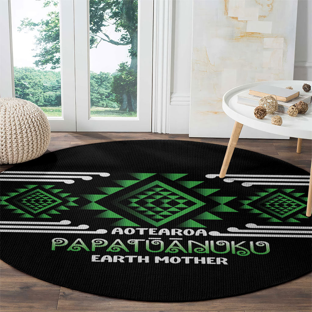 Aotearoa Atua Papatuanuku Round Carpet Maori Earth Mother Taniko Motifs