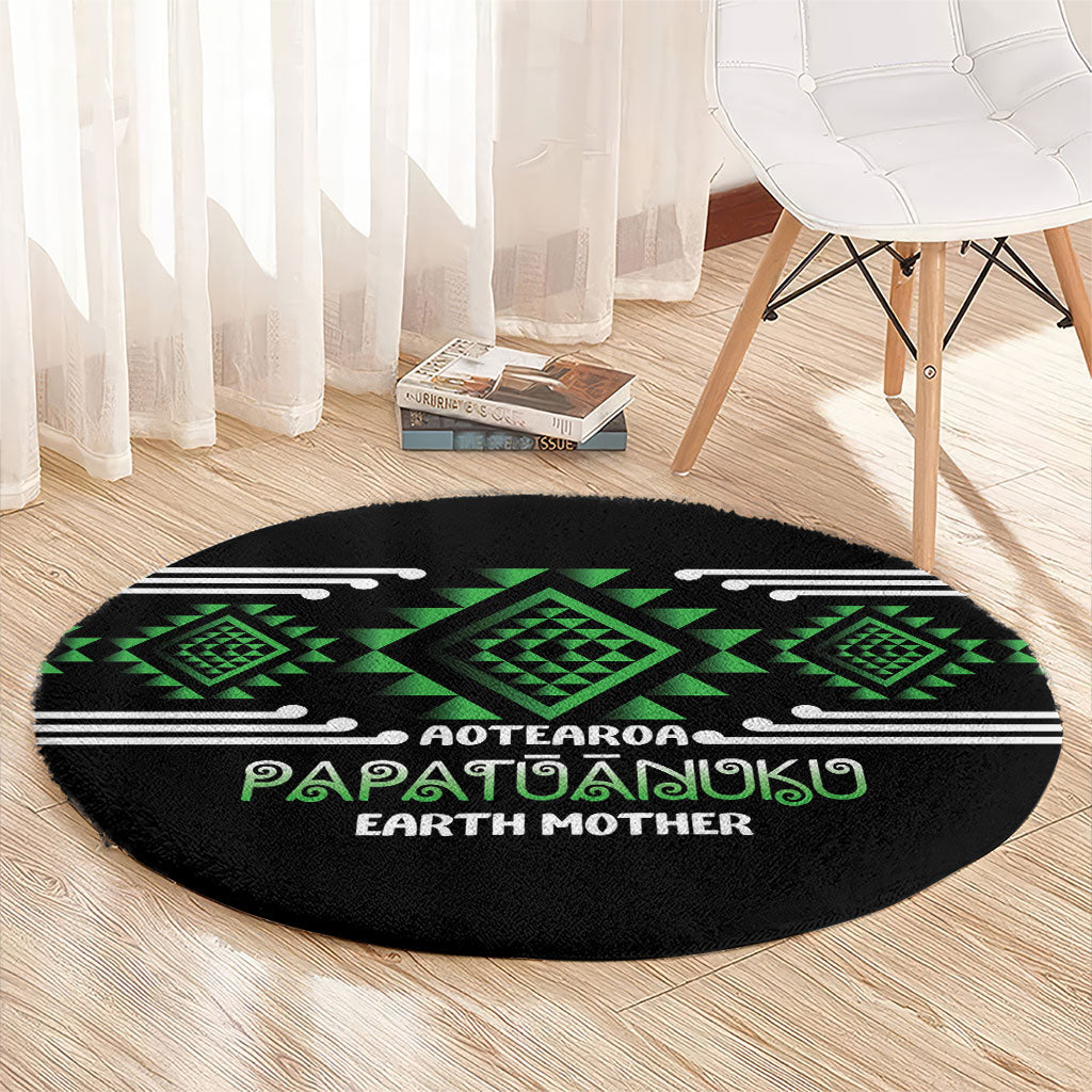 Aotearoa Atua Papatuanuku Round Carpet Maori Earth Mother Taniko Motifs