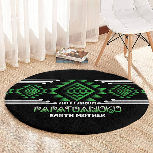 Aotearoa Atua Papatuanuku Round Carpet Maori Earth Mother Taniko Motifs