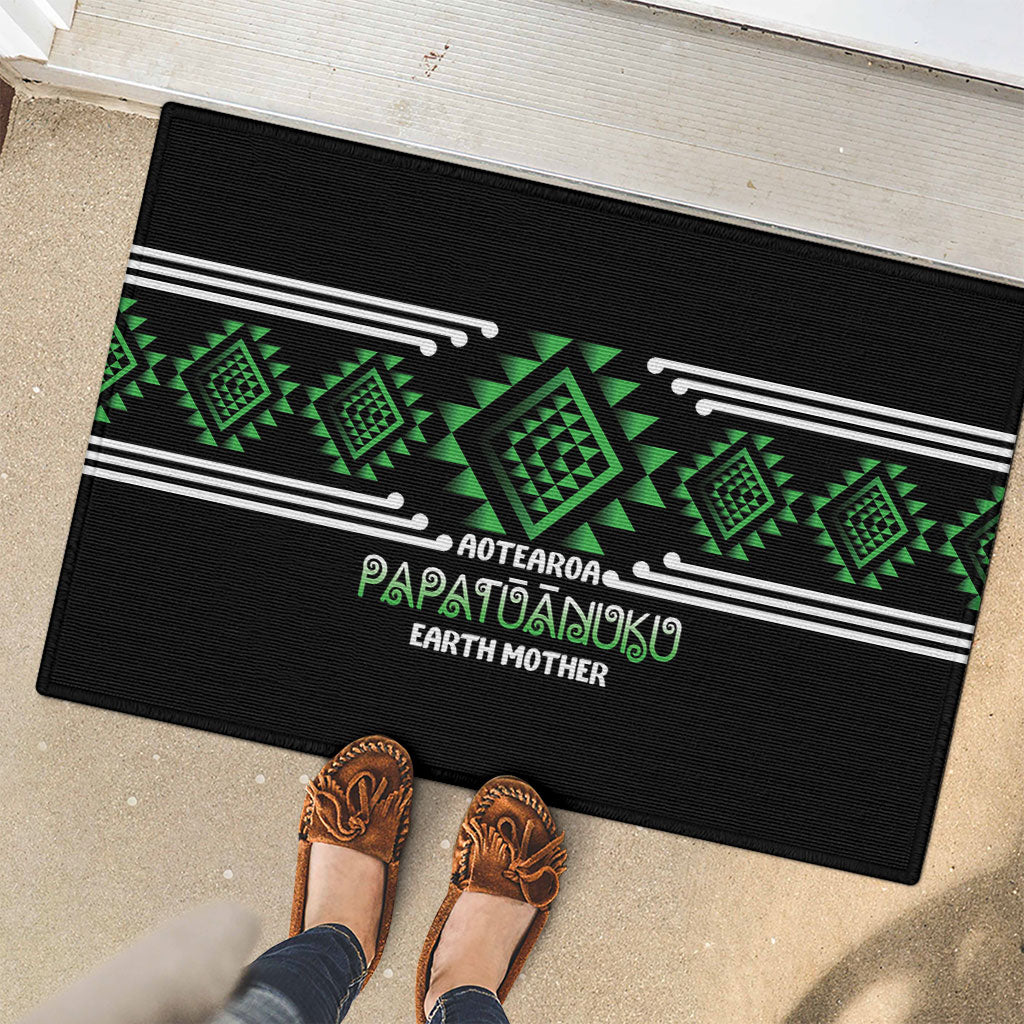 Aotearoa Atua Papatuanuku Rubber Doormat Maori Earth Mother Taniko Motifs