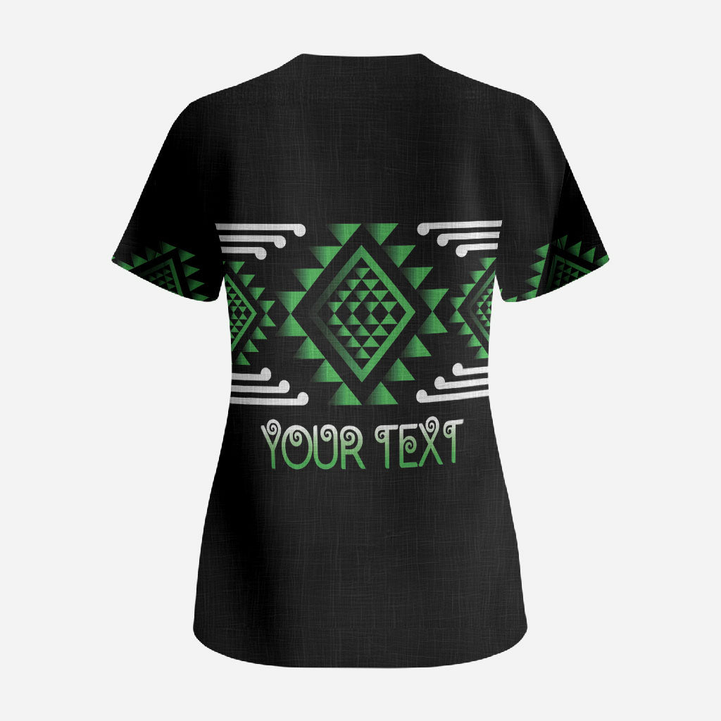 Aotearoa Atua Papatuanuku Personalised Scrub Top Maori Earth Mother Taniko Motifs