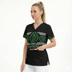 Aotearoa Atua Papatuanuku Personalised Scrub Top Maori Earth Mother Taniko Motifs