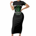 Aotearoa Atua Papatuanuku Personalised Short Sleeve Bodycon Dress Maori Earth Mother Taniko Motifs
