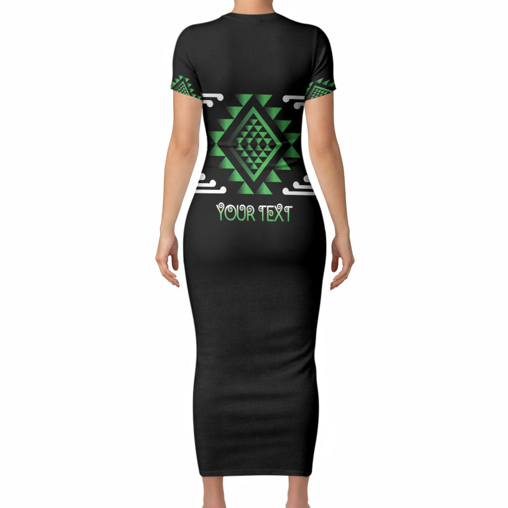 Aotearoa Atua Papatuanuku Personalised Short Sleeve Bodycon Dress Maori Earth Mother Taniko Motifs