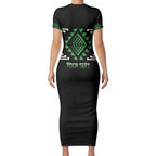 Aotearoa Atua Papatuanuku Personalised Short Sleeve Bodycon Dress Maori Earth Mother Taniko Motifs