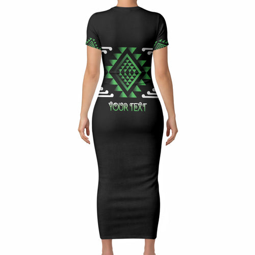 Aotearoa Atua Papatuanuku Personalised Short Sleeve Bodycon Dress Maori Earth Mother Taniko Motifs