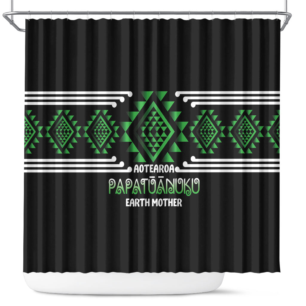 Aotearoa Atua Papatuanuku Shower Curtain Maori Earth Mother Taniko Motifs