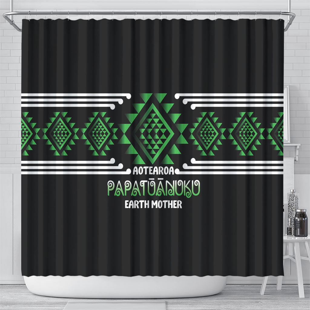 Aotearoa Atua Papatuanuku Shower Curtain Maori Earth Mother Taniko Motifs
