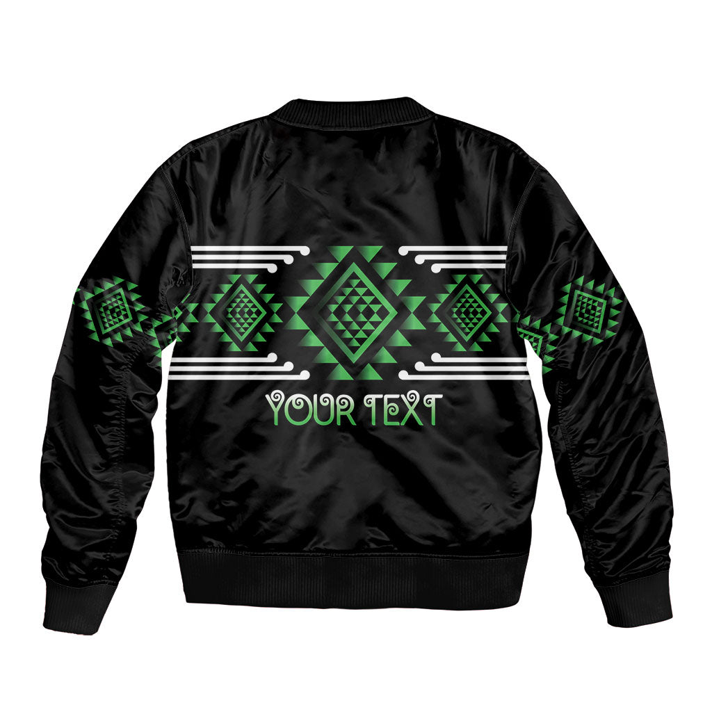 Aotearoa Atua Papatuanuku Personalised Sleeve Zip Bomber Jacket Maori Earth Mother Taniko Motifs