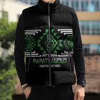 Aotearoa Atua Papatuanuku Personalised Sleeveless Puffer Jacket Maori Earth Mother Taniko Motifs
