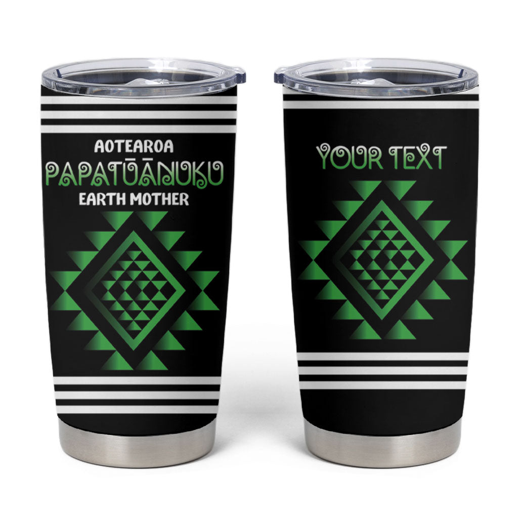 Aotearoa Atua Papatuanuku Personalised Tumbler Cup Maori Earth Mother Taniko Motifs