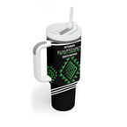 Aotearoa Atua Papatuanuku Personalised Tumbler With Handle Maori Earth Mother Taniko Motifs