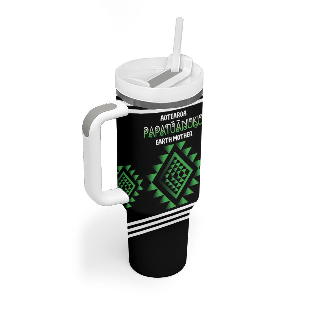 Aotearoa Atua Papatuanuku Personalised Tumbler With Handle Maori Earth Mother Taniko Motifs