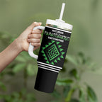 Aotearoa Atua Papatuanuku Personalised Tumbler With Handle Maori Earth Mother Taniko Motifs