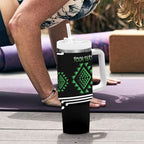 Aotearoa Atua Papatuanuku Personalised Tumbler With Handle Maori Earth Mother Taniko Motifs