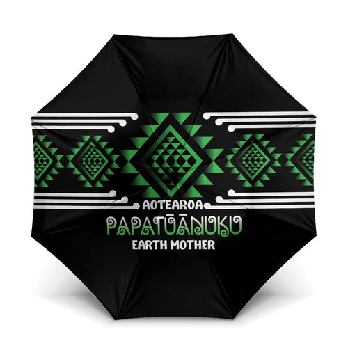 Aotearoa Atua Papatuanuku Umbrella Maori Earth Mother Taniko Motifs