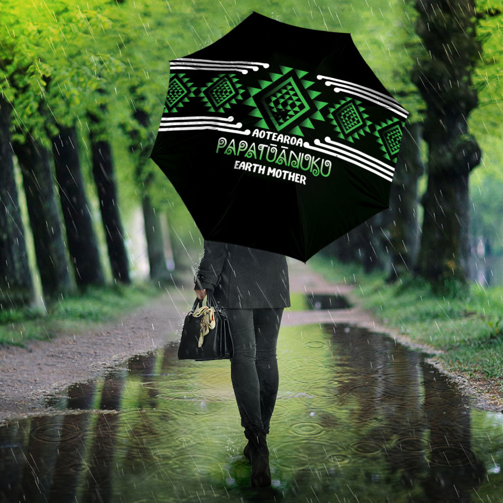 Aotearoa Atua Papatuanuku Umbrella Maori Earth Mother Taniko Motifs