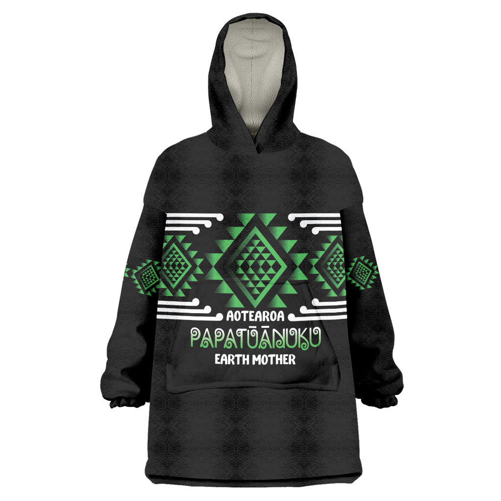Aotearoa Atua Papatuanuku Personalised Wearable Blanket Hoodie Maori Earth Mother Taniko Motifs