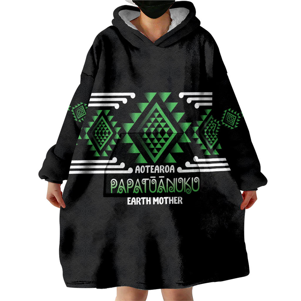 Aotearoa Atua Papatuanuku Personalised Wearable Blanket Hoodie Maori Earth Mother Taniko Motifs