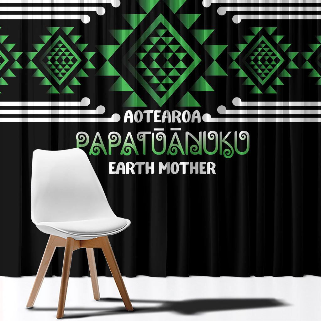 Aotearoa Atua Papatuanuku Window Curtain Maori Earth Mother Taniko Motifs