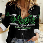 Aotearoa Atua Papatuanuku Personalised Women Casual Shirt Maori Earth Mother Taniko Motifs