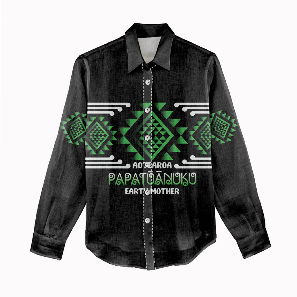 Aotearoa Atua Papatuanuku Personalised Women Casual Shirt Maori Earth Mother Taniko Motifs