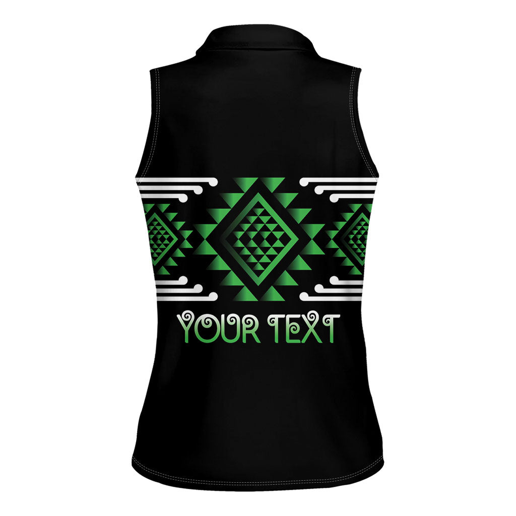 Aotearoa Atua Papatuanuku Personalised Women Sleeveless Polo Shirt Maori Earth Mother Taniko Motifs