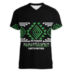Aotearoa Atua Papatuanuku Personalised Women V-Neck T-Shirt Maori Earth Mother Taniko Motifs