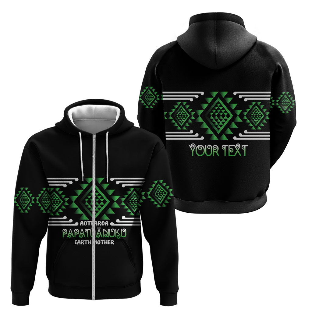Aotearoa Atua Papatuanuku Personalised Zip Hoodie Maori Earth Mother Taniko Motifs