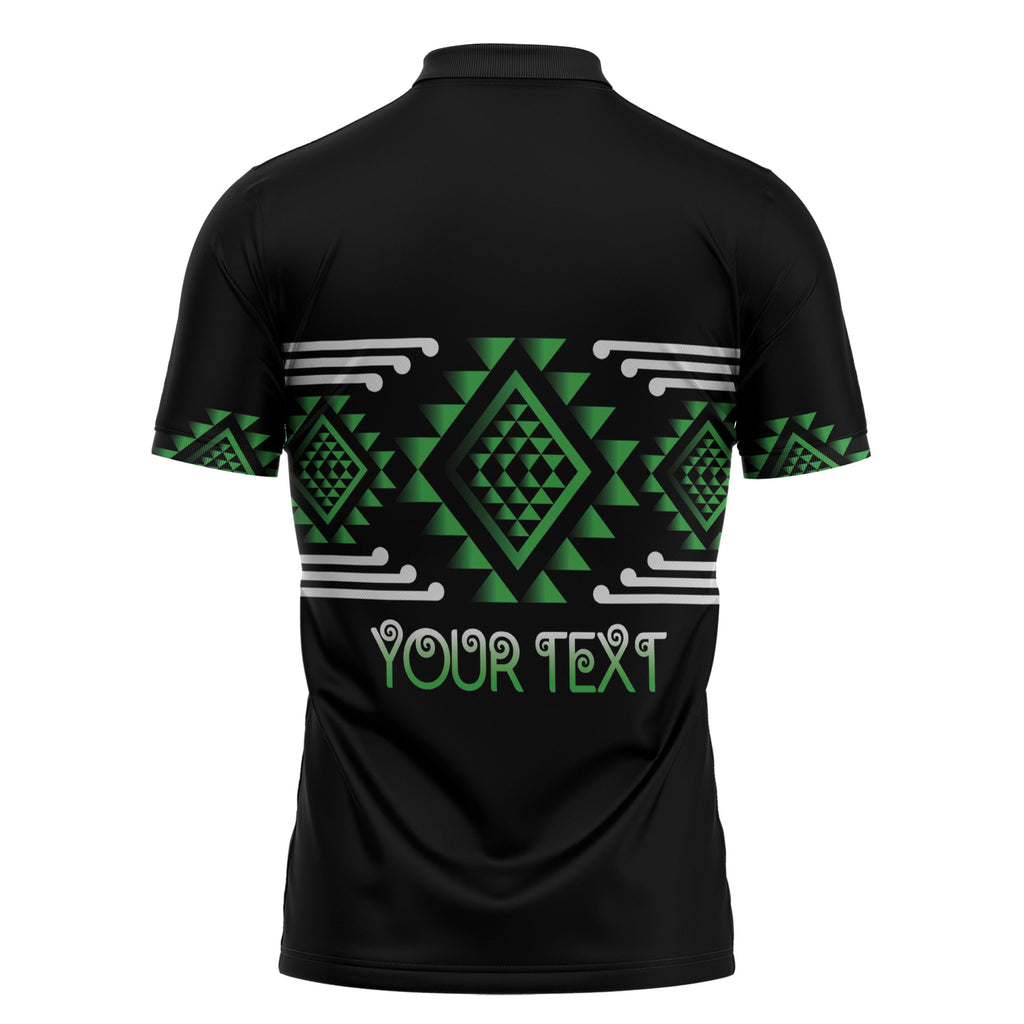 Aotearoa Atua Papatuanuku Personalised Zipper Polo Shirt Maori Earth Mother Taniko Motifs