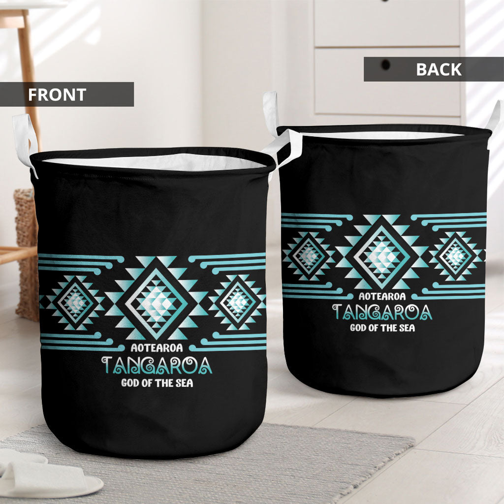 Aotearoa Atua Tangaroa Laundry Basket Maori God Of The Sea Taniko Motifs