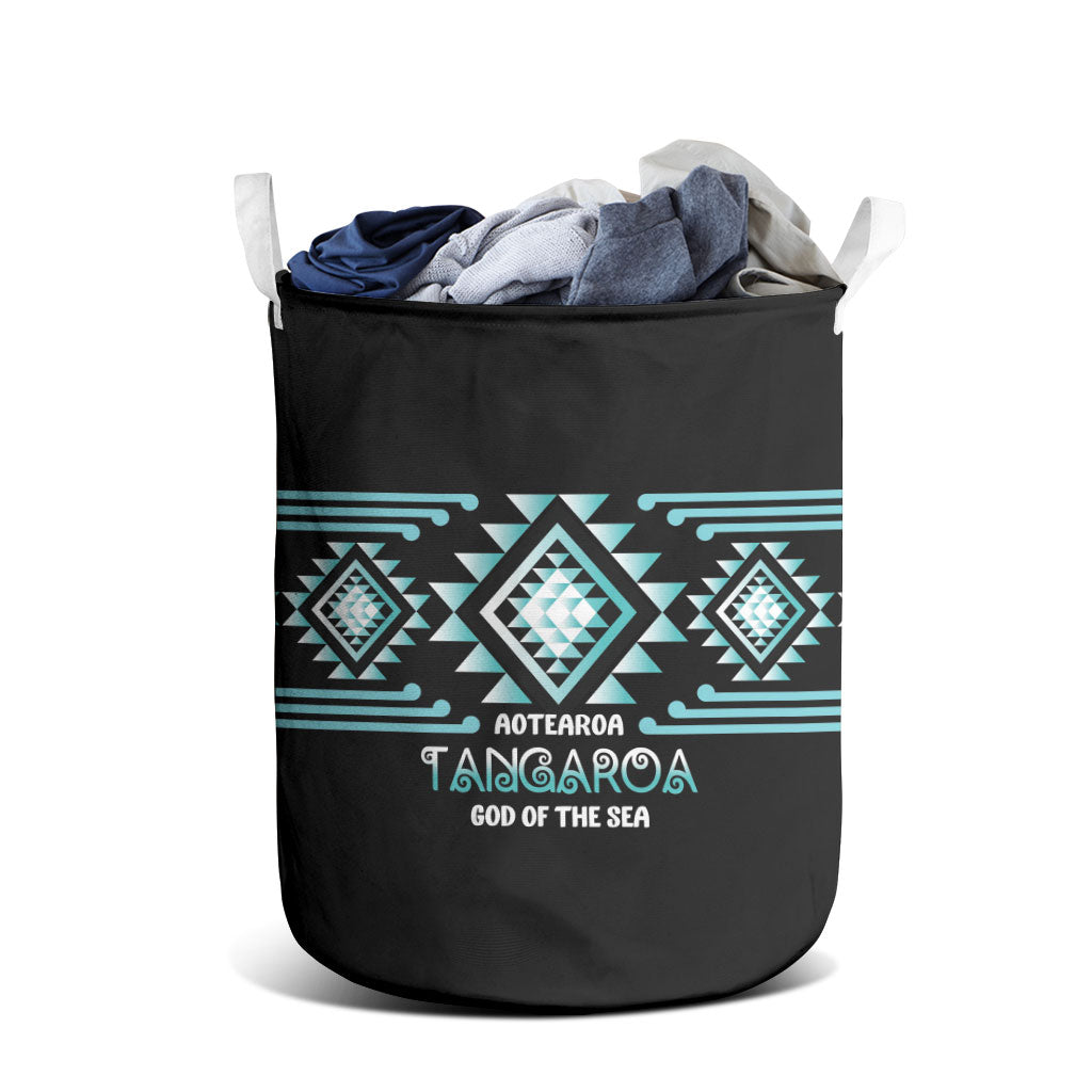 Aotearoa Atua Tangaroa Laundry Basket Maori God Of The Sea Taniko Motifs
